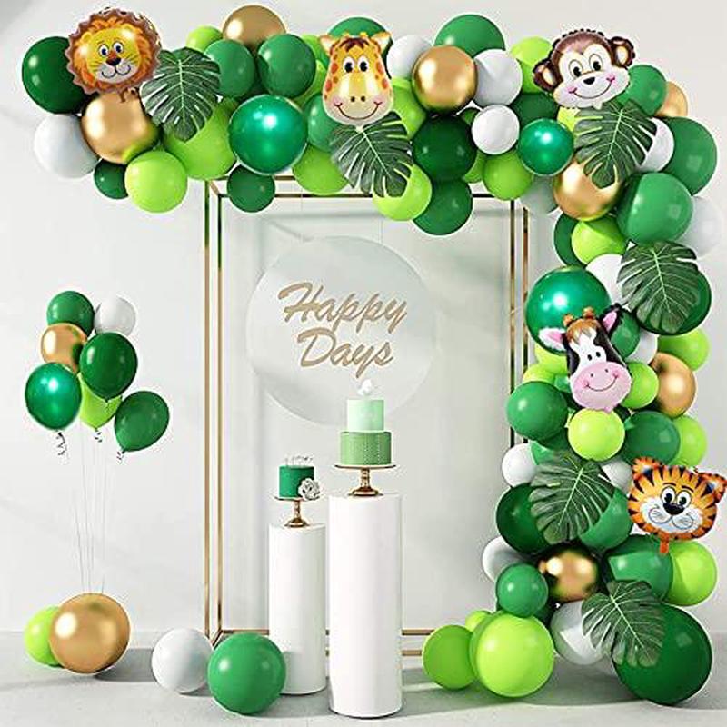 144pcs Party Balloon garland kit Green Forest Jungle Safari Theme Balloons Party Decoration Baby Shower Birthday Backdrop (144PCS- Safari)
