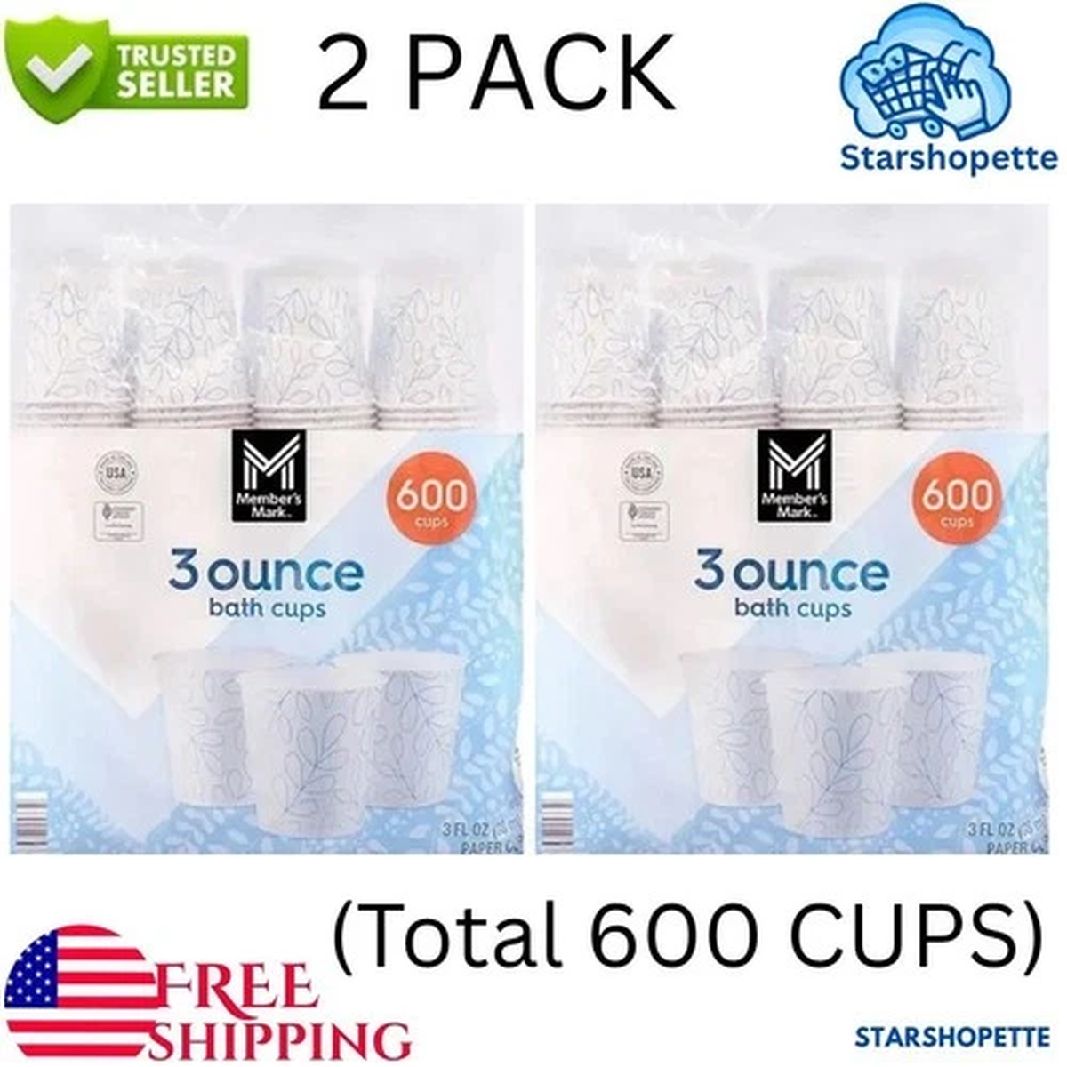 2 PACK – Printed Paper Bath Cold Cup (3 oz – 600 ct.) Total 1200 Cups