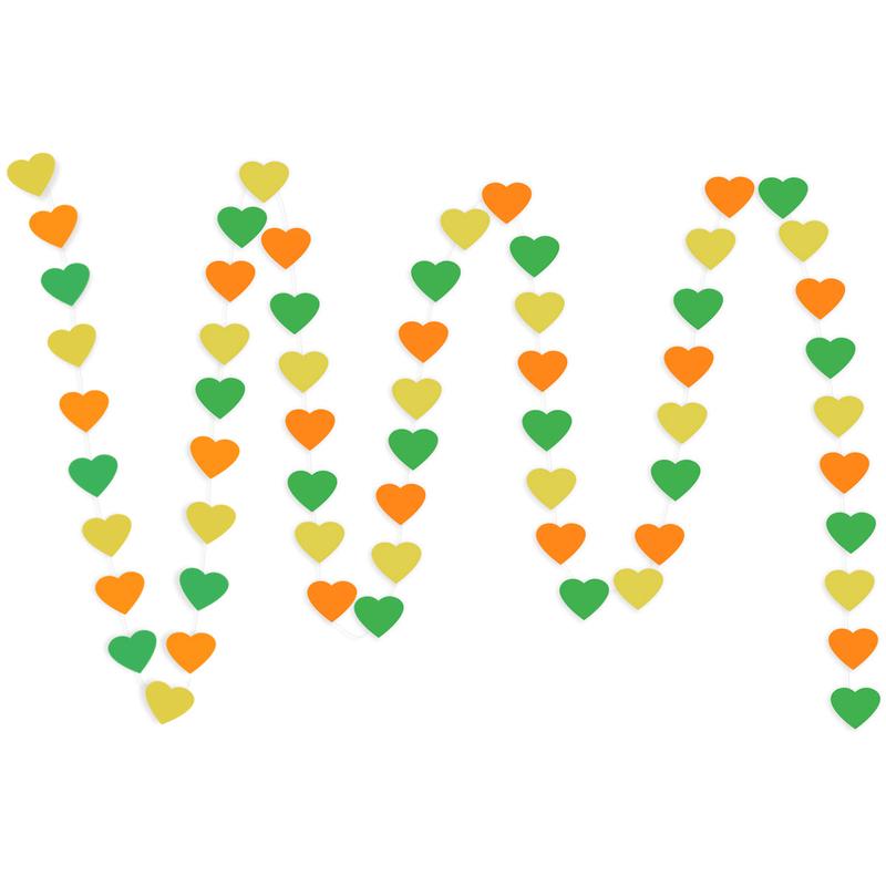 2 Strings Yellow, Orange, Green Hearts Paper Garland Decorations