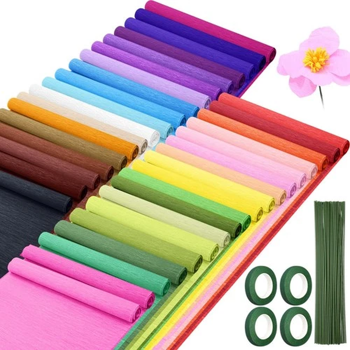 36 Pack Crepe Paper Rolls 8.2ft Long 10 Inch Wide Colourful Crepe Paper Strea…
