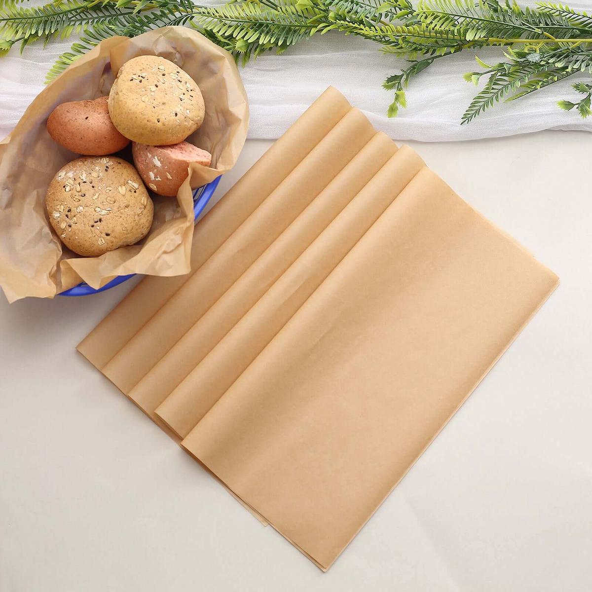 50-Pack Pre-Cut Square Natural Brown Wax Paper Basket Liners 12″, Greaseproof Sandwich Wrapper Sheets 40GSM – Durable and Food Safe