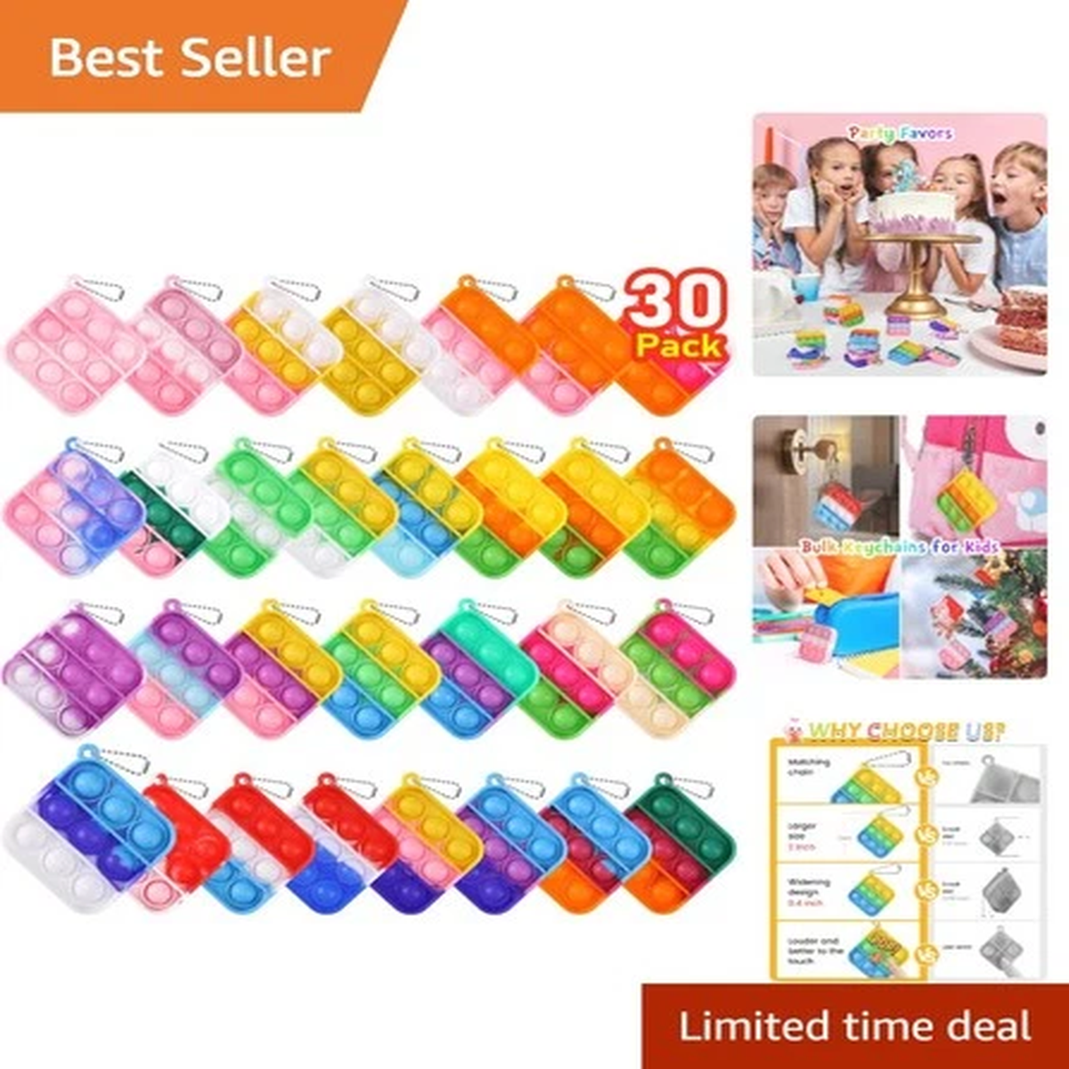 CPC Certified Mini Fidget Toys – 30 Pack Classroom Rewards & Birthday Goody Bags
