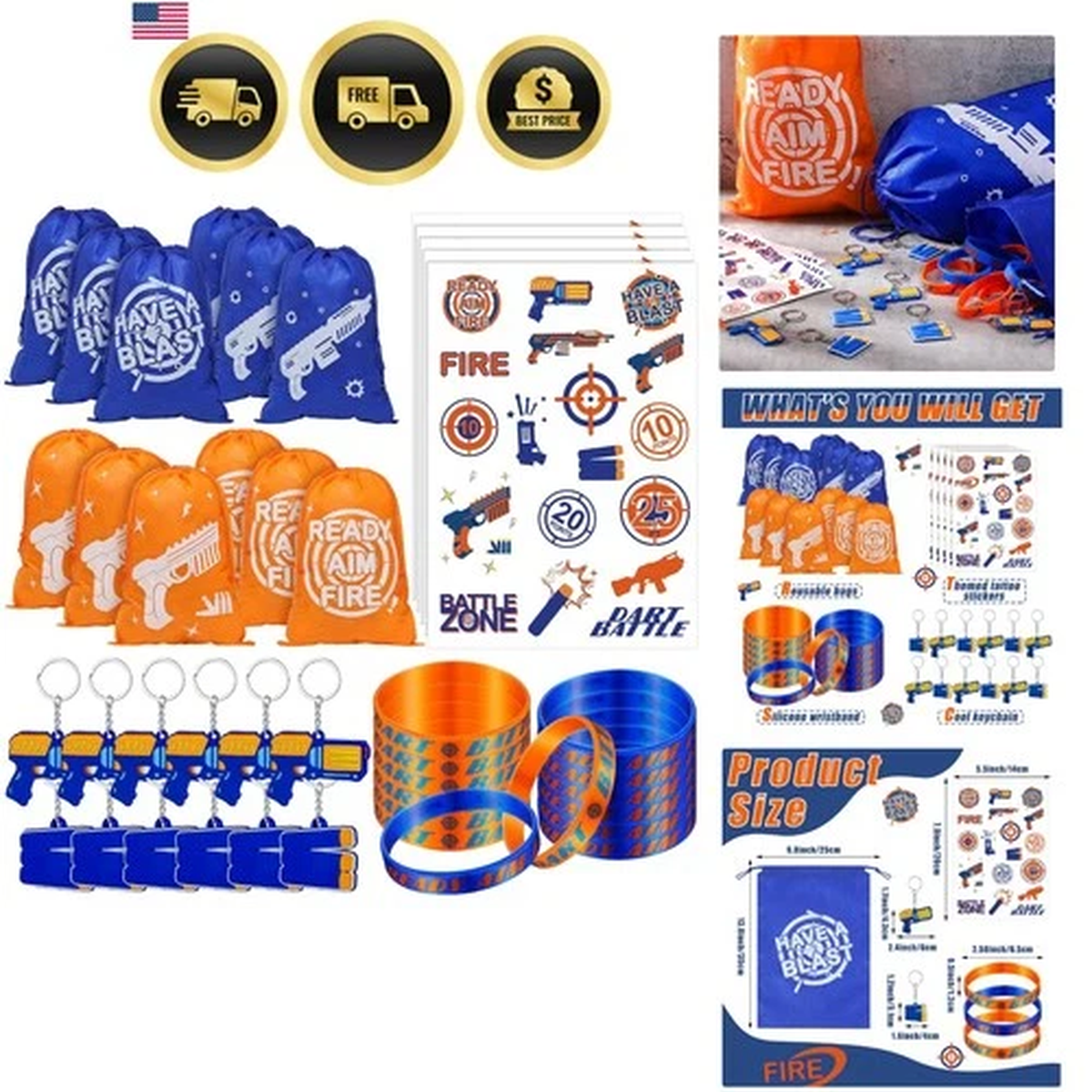 Dart Battle Party Supplies Astros Bag Wristbands Keychains Tattoos for Birthd…