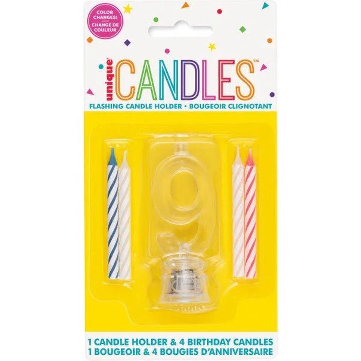 Flashing Candle Holder W/Birthday Candles #9 | 1ct