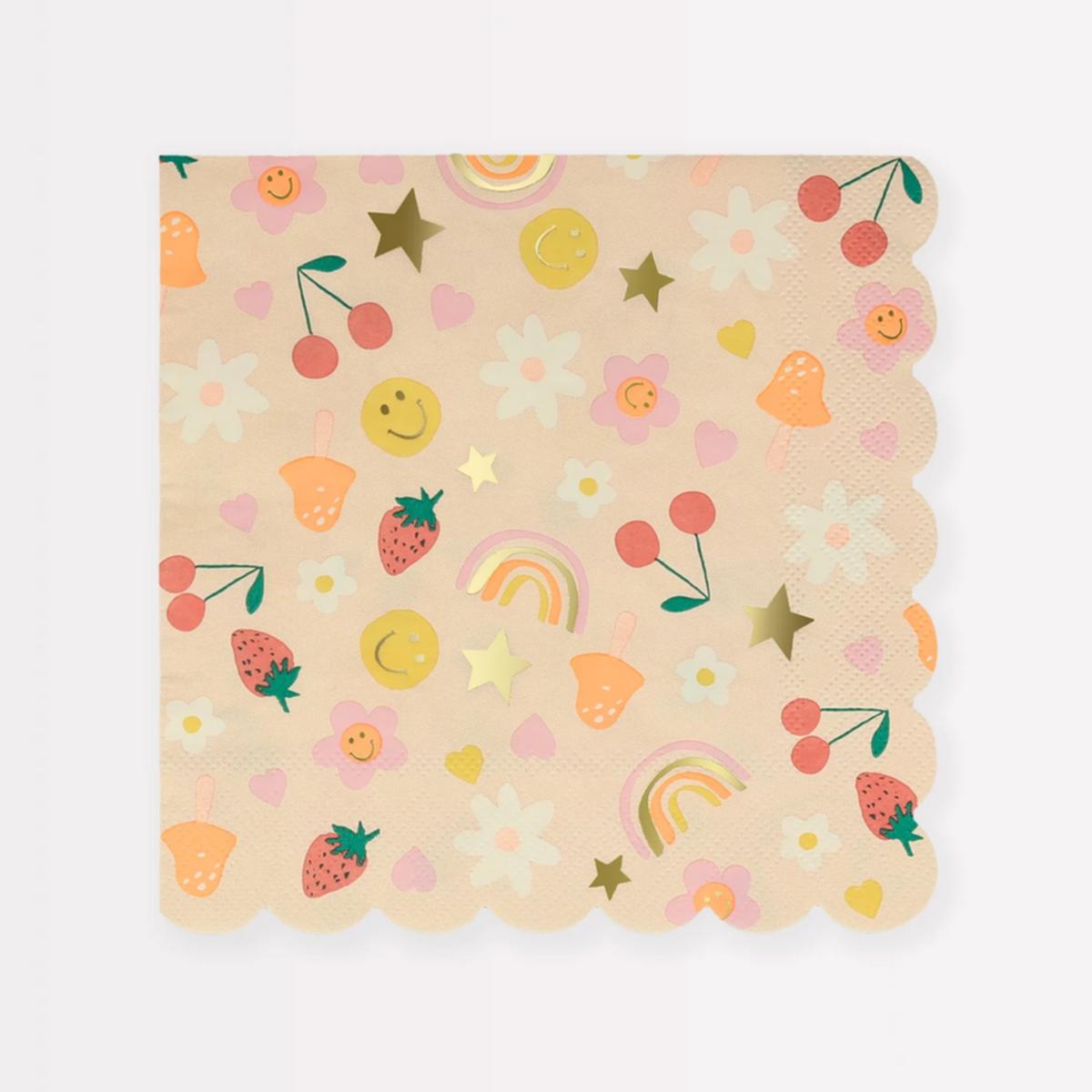 Happy Face Icons Large Napkins