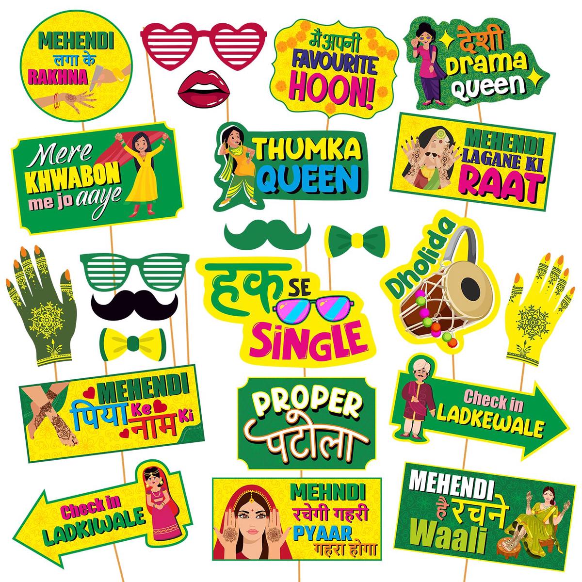 Mehendi Decoration Items for Marriage – 23Pcs Mehendi Props