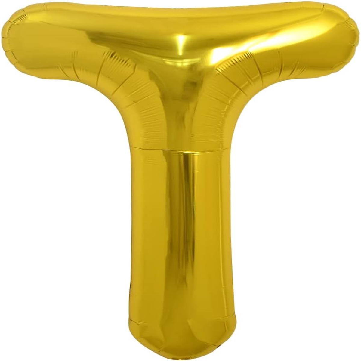 PARTY POINT Gold Foil Balloon Letter “T” 80cm  Shiny Gold Foil Party Decoration