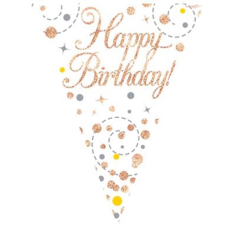 Sparkling Fizz Rose Gold Flag Bunting 3.9m H Bday