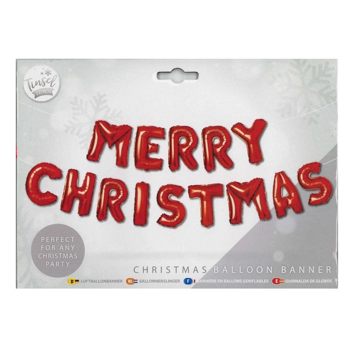 Tinsel Town Red Merry Christmas Balloon Banner Decoration
