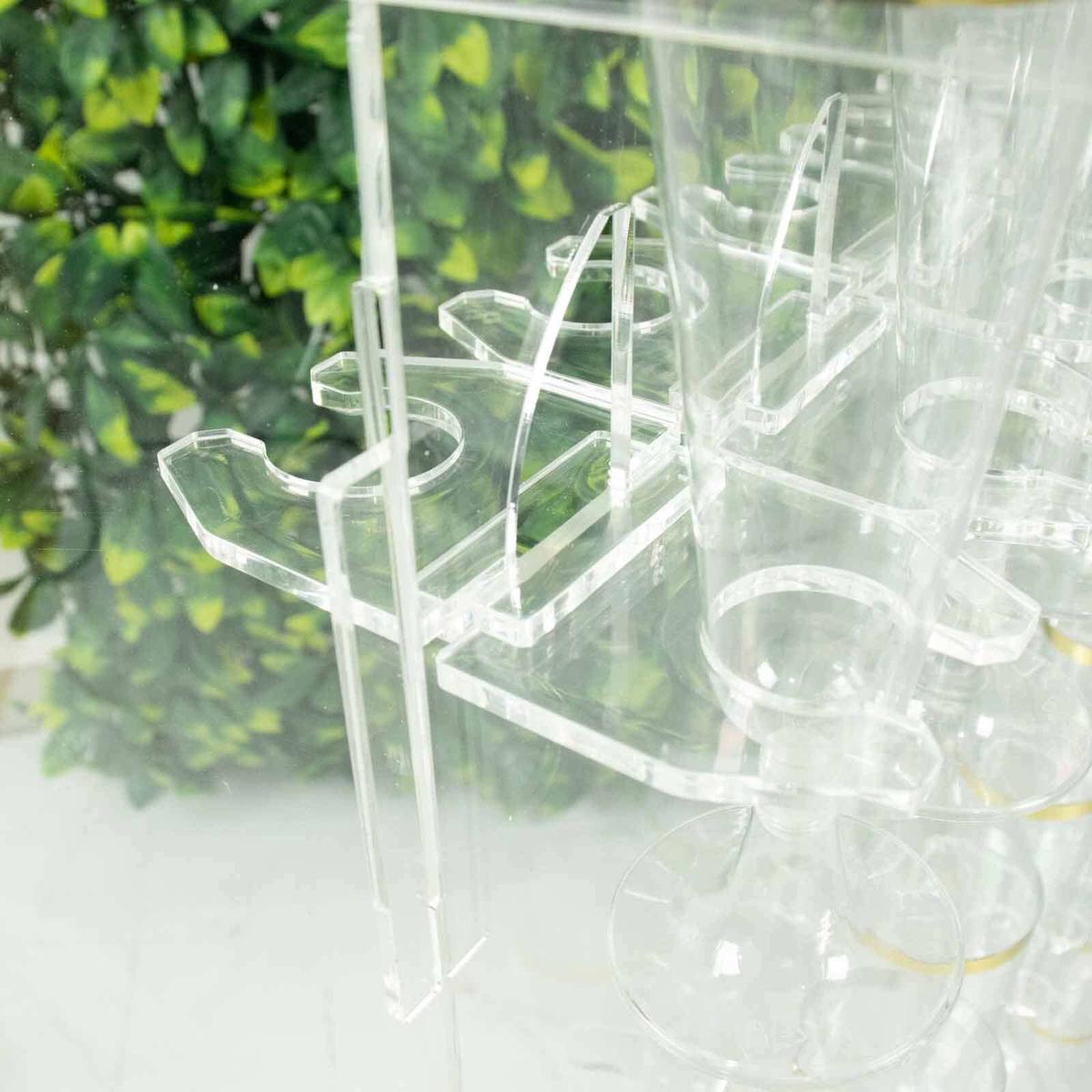 20-Pack Glass Holder Hooks 3″ Clear Acrylic for Double Sided Champagne