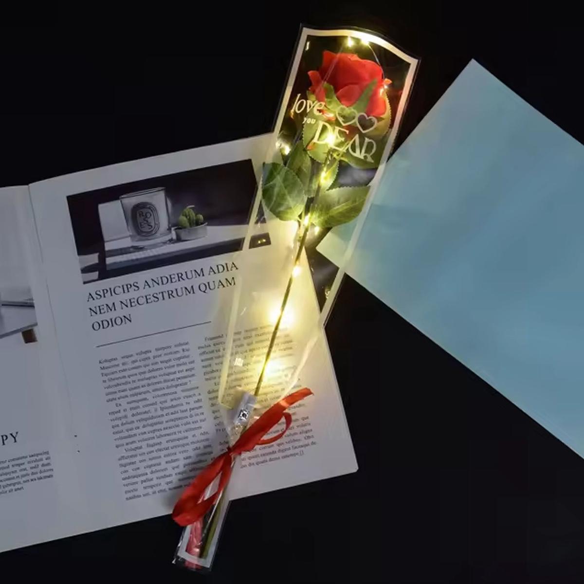 Red Rose With Light For Valentine’s Day Gift – Pack of 1 Red Rose for Girlfriend, Boyfriend