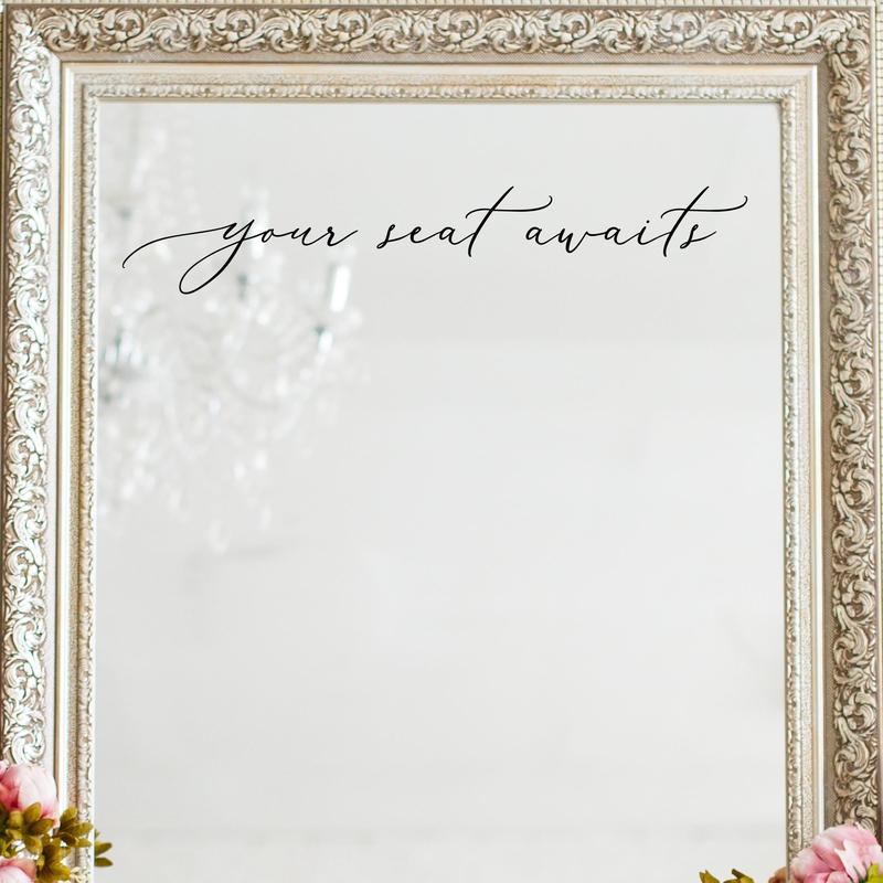 Wedding Seating Chart Decal, Your Seat Awaits, Custom Vinyl Sticker For Elegant Event Seating