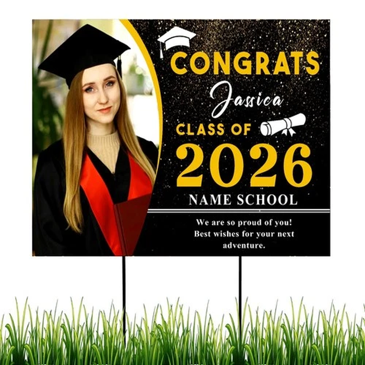 Graduation Yard Sign Custom Photo Class of 2026 Congrats Grad Lawn Sign