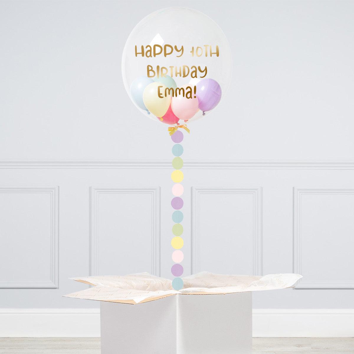 Personalised Helium Balloon Pastel Rainbow Mini Filled Helium Bubble Balloon Elevate Your Celebrati