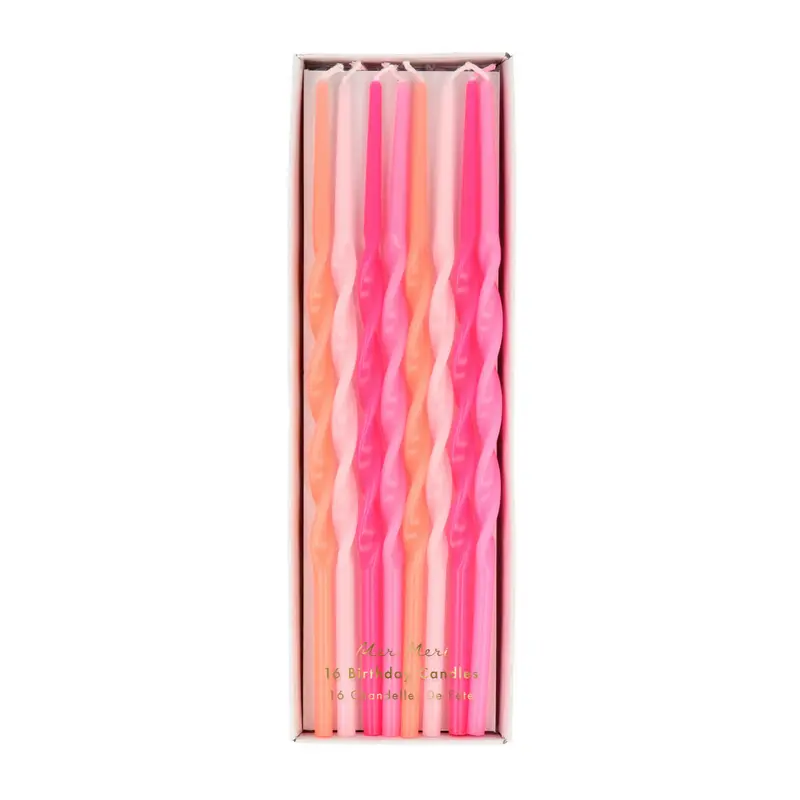 Pink Twisted Long Candles (pk16)