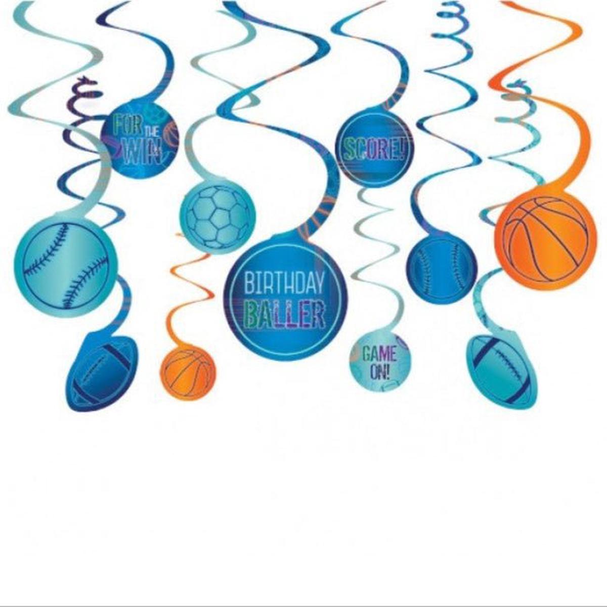 Swirl Decorations – Birthday Baller – Amscan