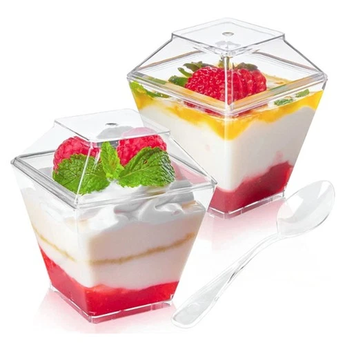 50Pcs Dessert Cups with 50 Spoons Reusable Dessert Container AU