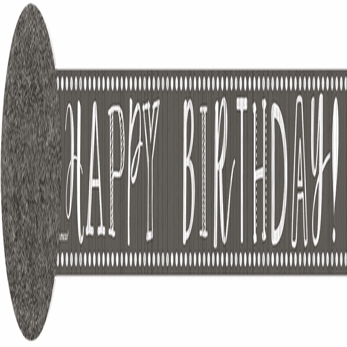 Black and White Happy Birthday Crepe Paper Streamer | 81′