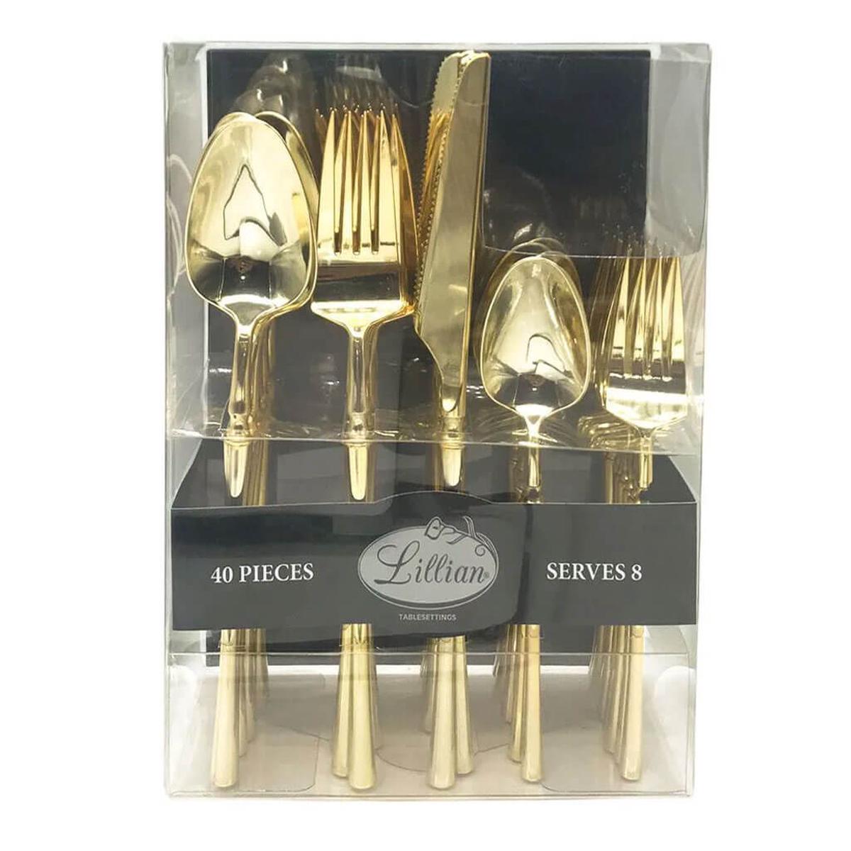 Lillian Polished Gold Combo Cutlery 40pc