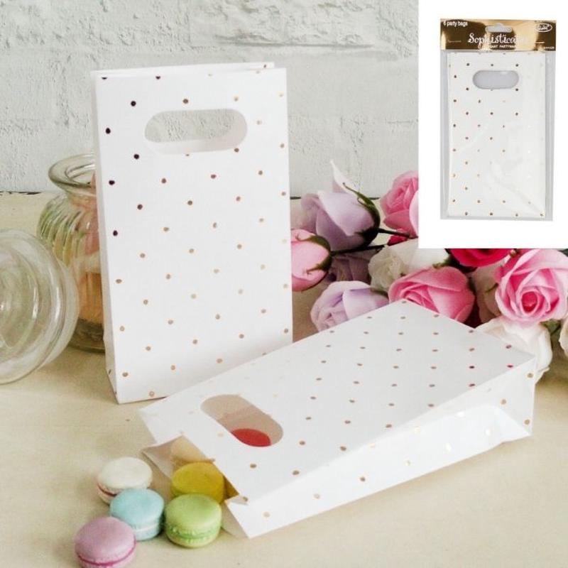Party Bag Metallic Gold Dotty 6pk