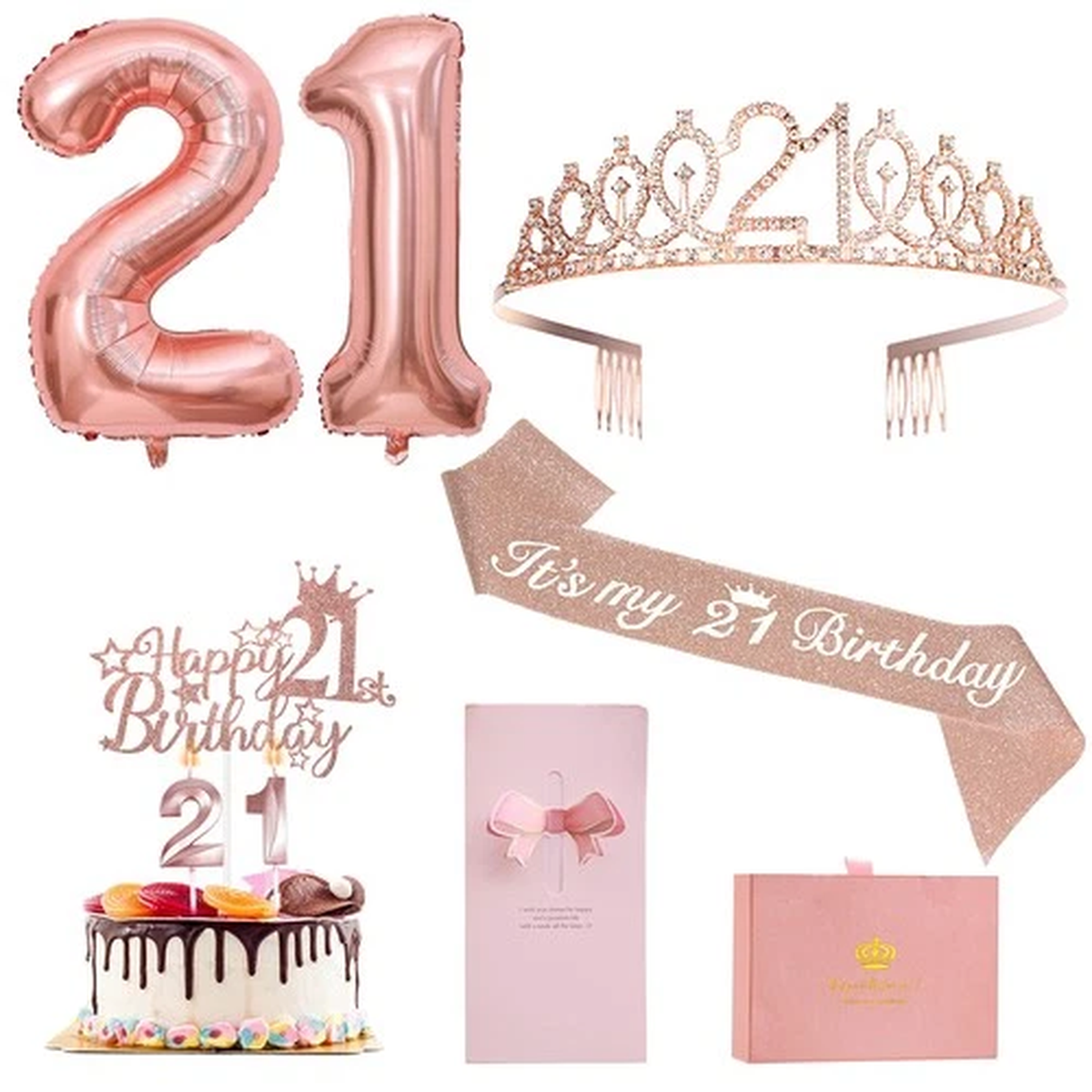 21st Birthday Decorations For Her ZJDZTK,Including Rose Gold 21st Birthday Sash,