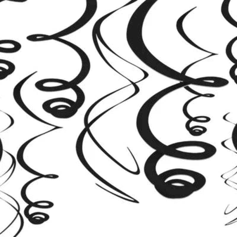 Black Swirl Decoration 12pc – Amscan