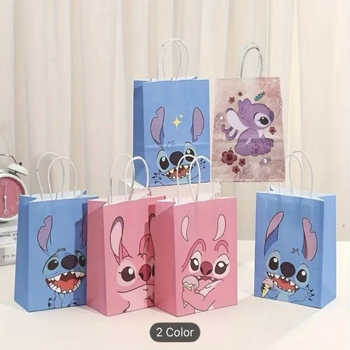 Cute Cartoon Gift Bags Set of 10Party Favor Bags 5 Blue & 5 Pink Paper Gift Bags