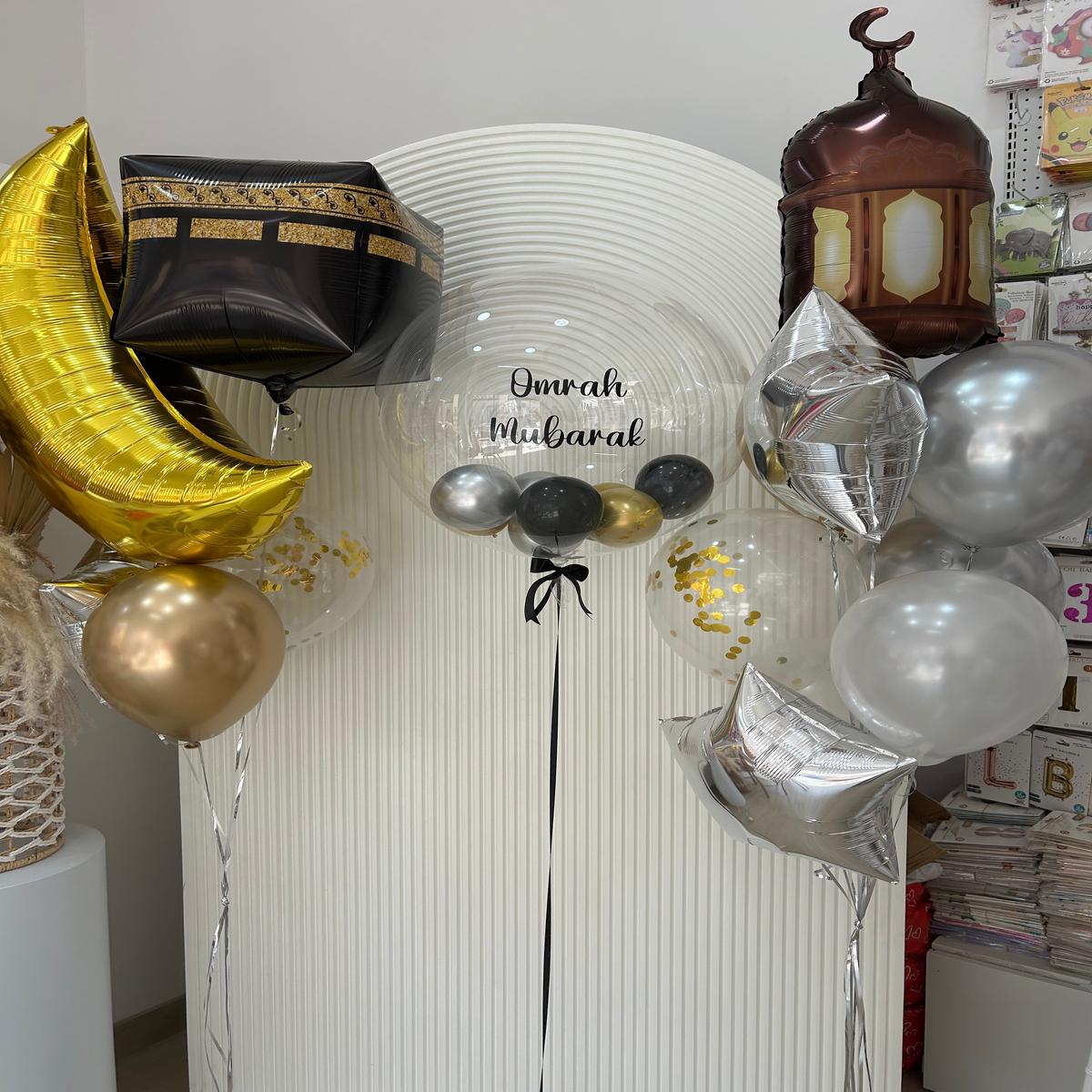 Personalised Helium Balloon Silver Black Light Gold Clear with Confetti Pearl White Sticker Omrah M
