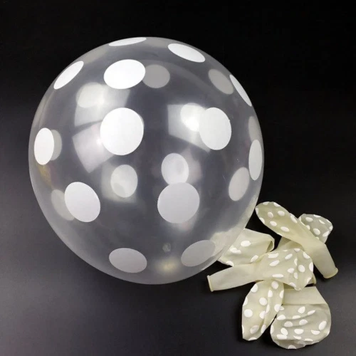 12 PACK White Polka Dots Clear Balloons Birthday Baby Shower Party Decor 12″