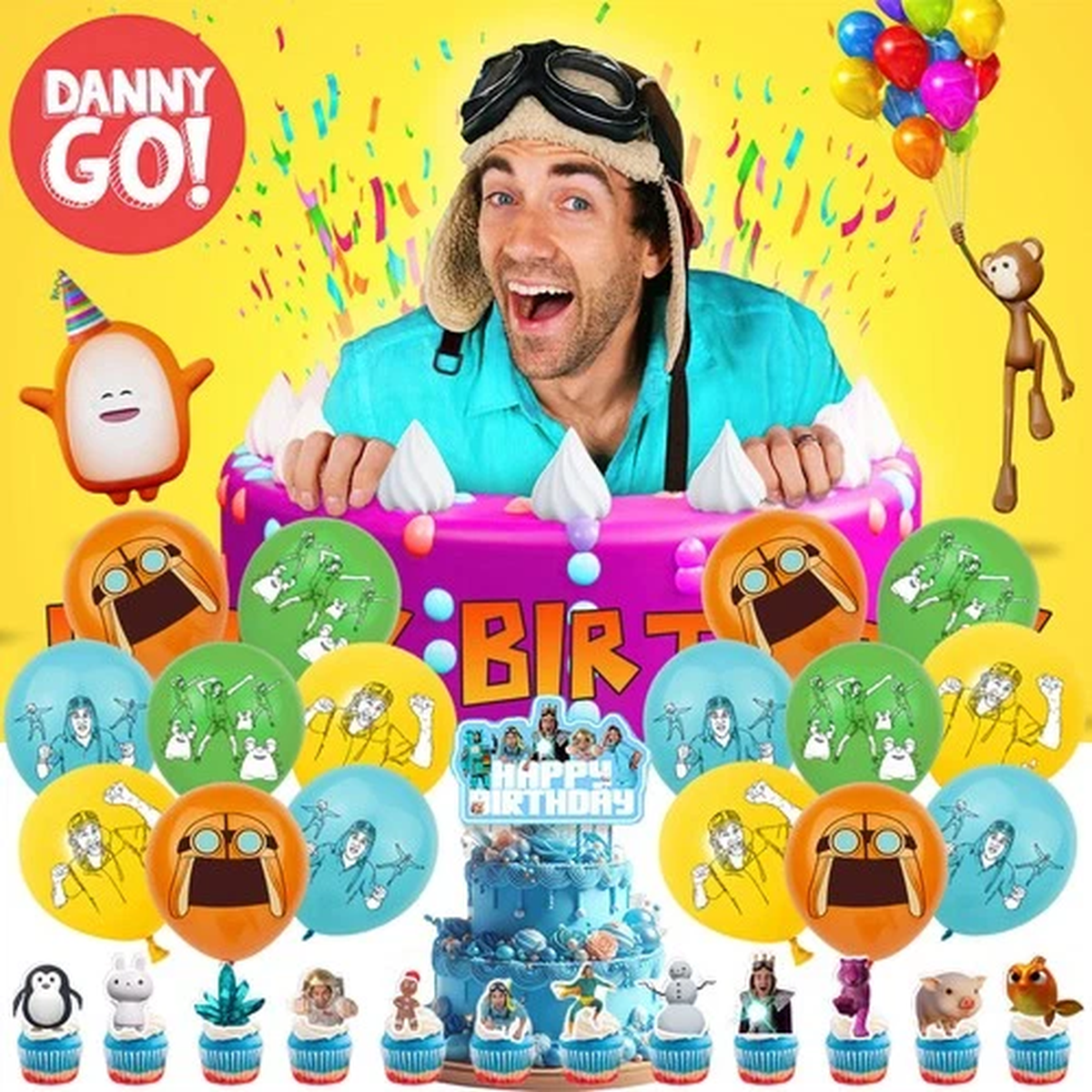 Danny Party Supplies Birthday Decor Set Balloons Cake Toppers Banner