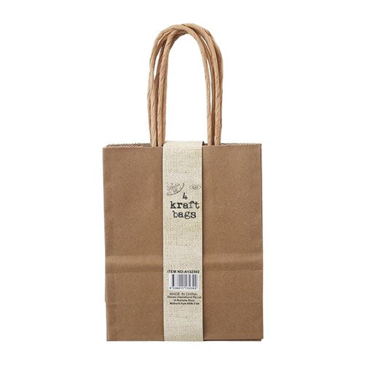 KRAFT BAG BROWN SML 4PK 11 CM