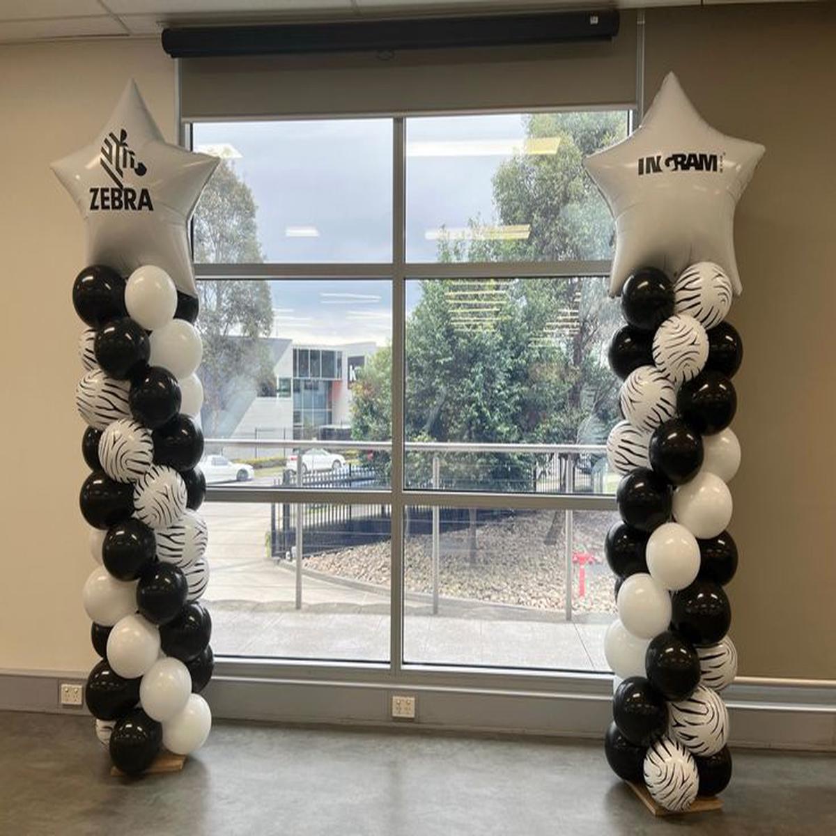 Balloon Black and White with Star on top Pillar/Column/Tower – Corporate Event, Grand Opening, Comp