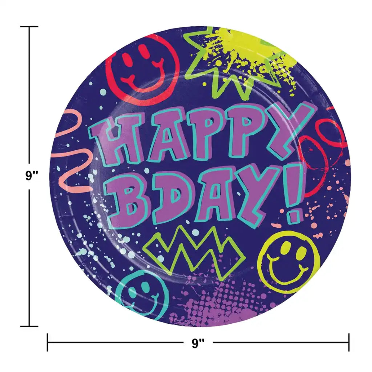 Graffiti Party Plate 9in, 8ct