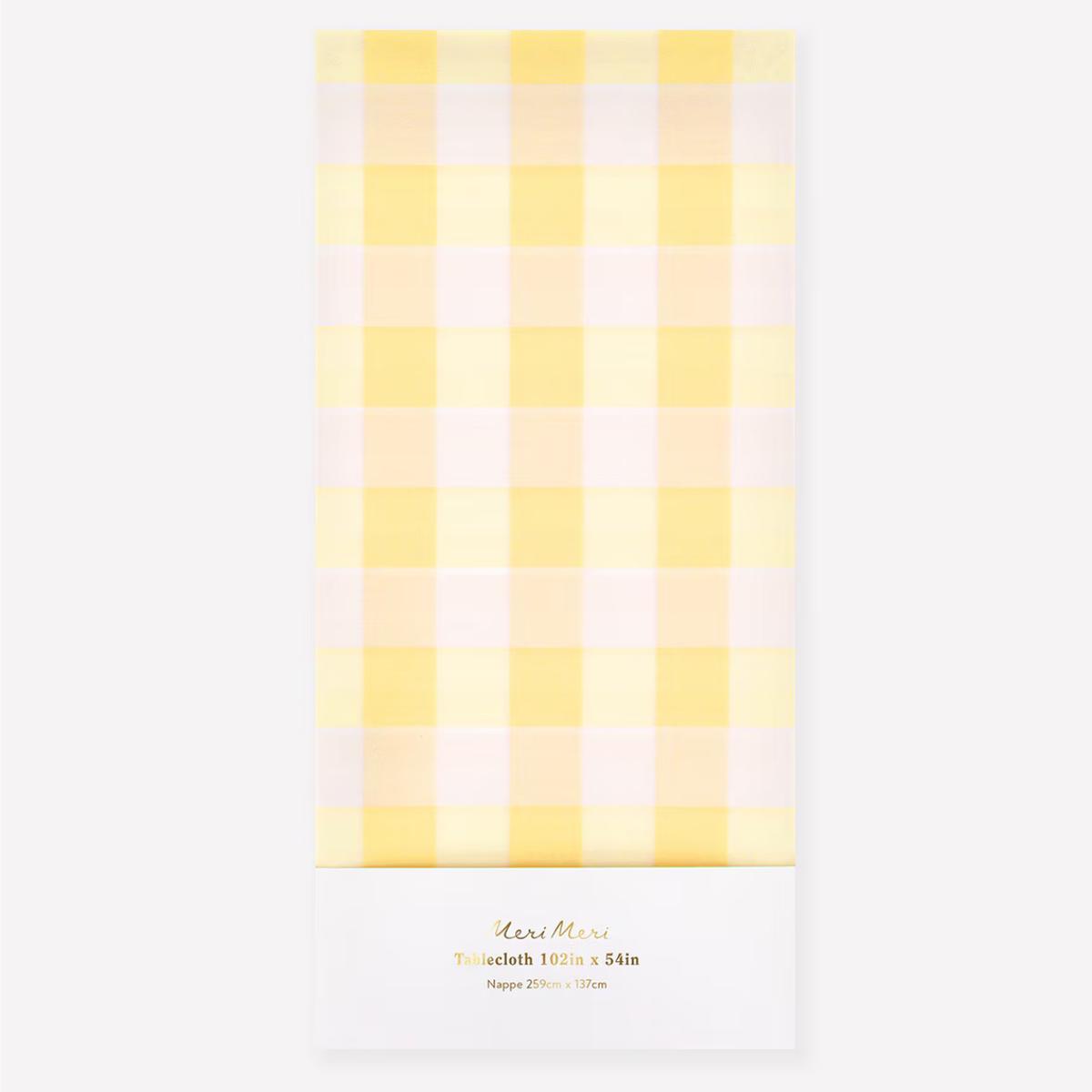 Yellow Gingham Paper Tablecloth
