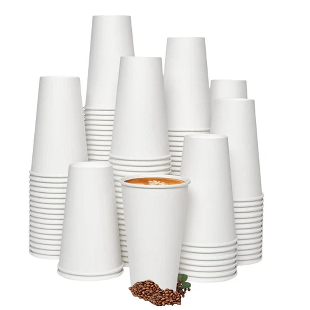 16 oz Disposable Paper Cups Hot/Cold Coffee Cups Beverage Drinking Cup for Party