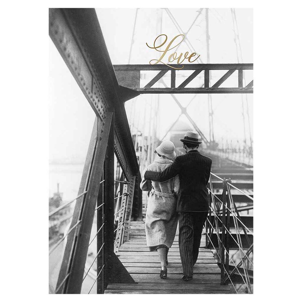 A Couple Walking on Bridge Greeting Card