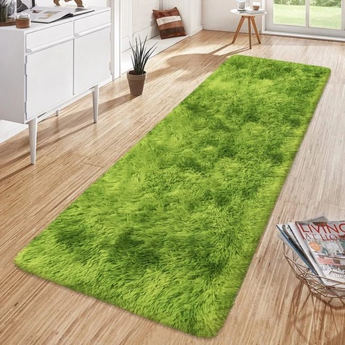 JiaoBaba Tie-Dyed Runner Rug for Bedroom 2′ x 6′ (Runner), Tie-dyed Green