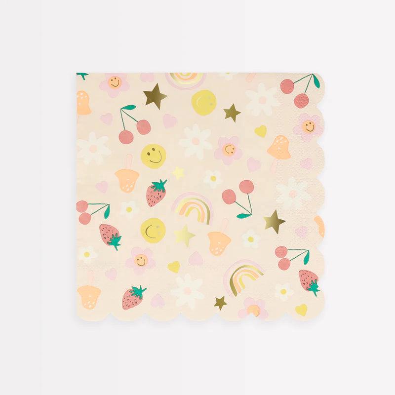 MM: Happy Icons Pattern Large Napkins – 16 Pieces