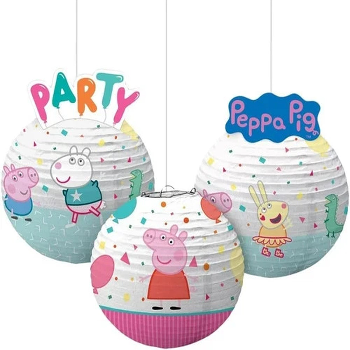 3pk Peppa Pig Confetti Party Embellished Lanterns – 9.5″ x 12.5″ (B101)