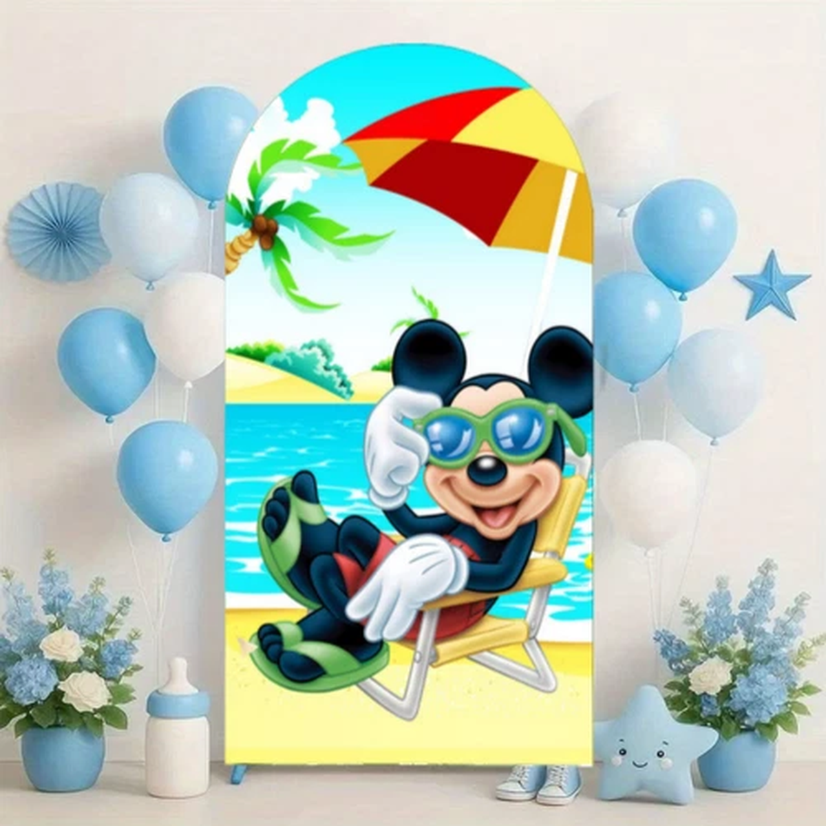 Arch Panel Mickey Pool Party Backdrop Beach Birthday Party Photo Decorations
