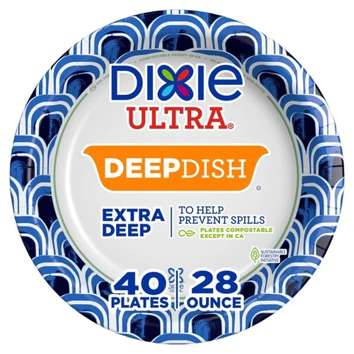 Dixie Ultra, Deep Dish Paper Plates, 28 Oz, 40 40 Count (Pack of 1), Indigo