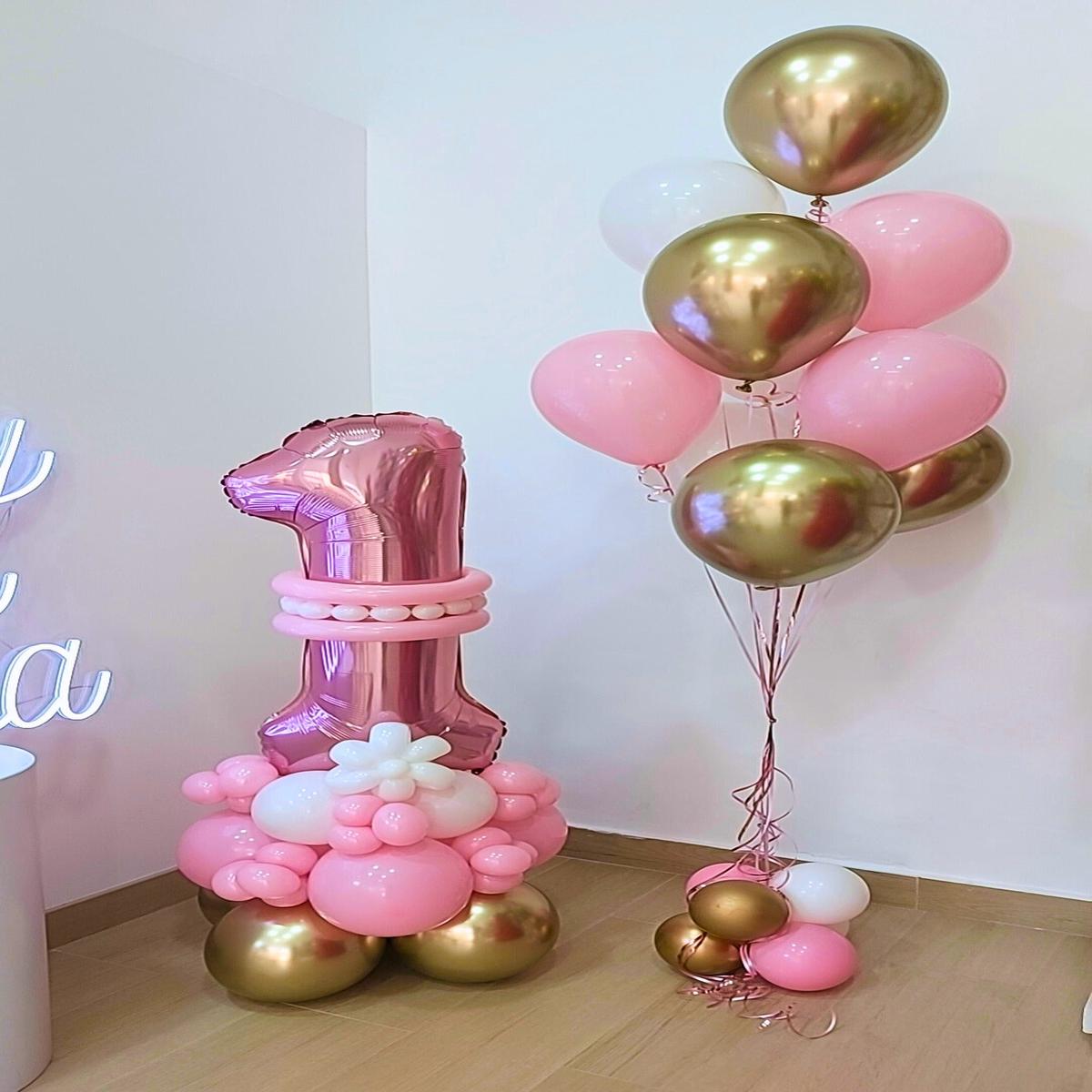 Gold, White and Pink Single Number Set Balloons Helium Latex Balloons – Perfect for Any Occasions