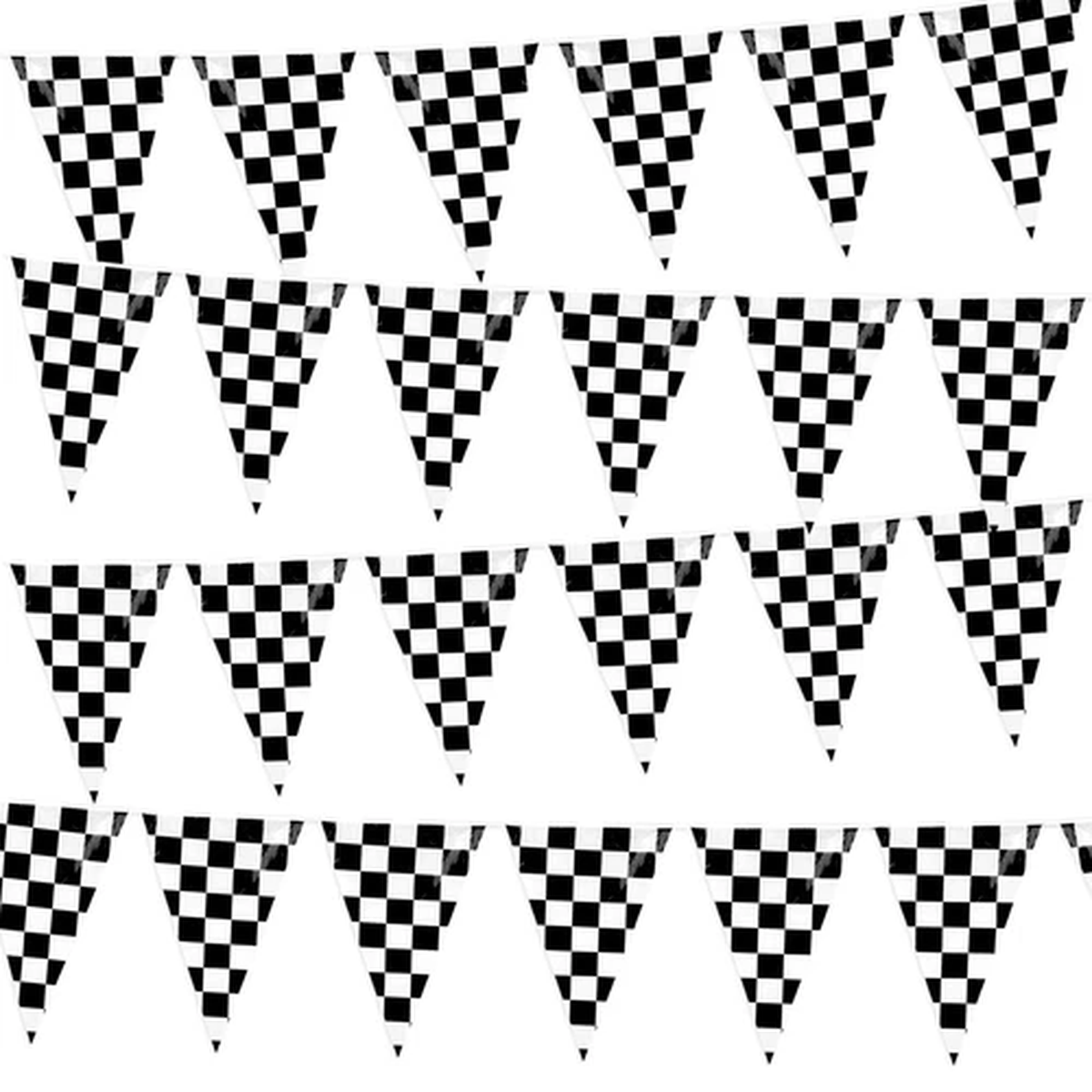 100 Ft Pennant Banner Checkered Racing Flag Triangle Flag F1 Double Sided Rac…