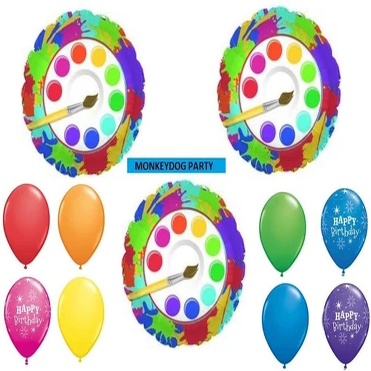 11pc Balloon Set Art Paint Party Paintbrush Birthday palette gift favors decor