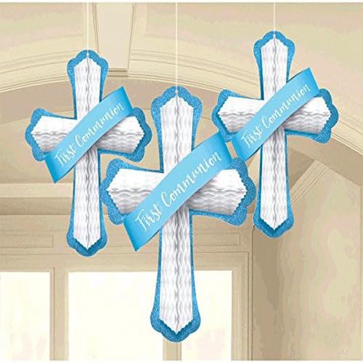 Blue Honeycomb Cross 3pc – Amscan