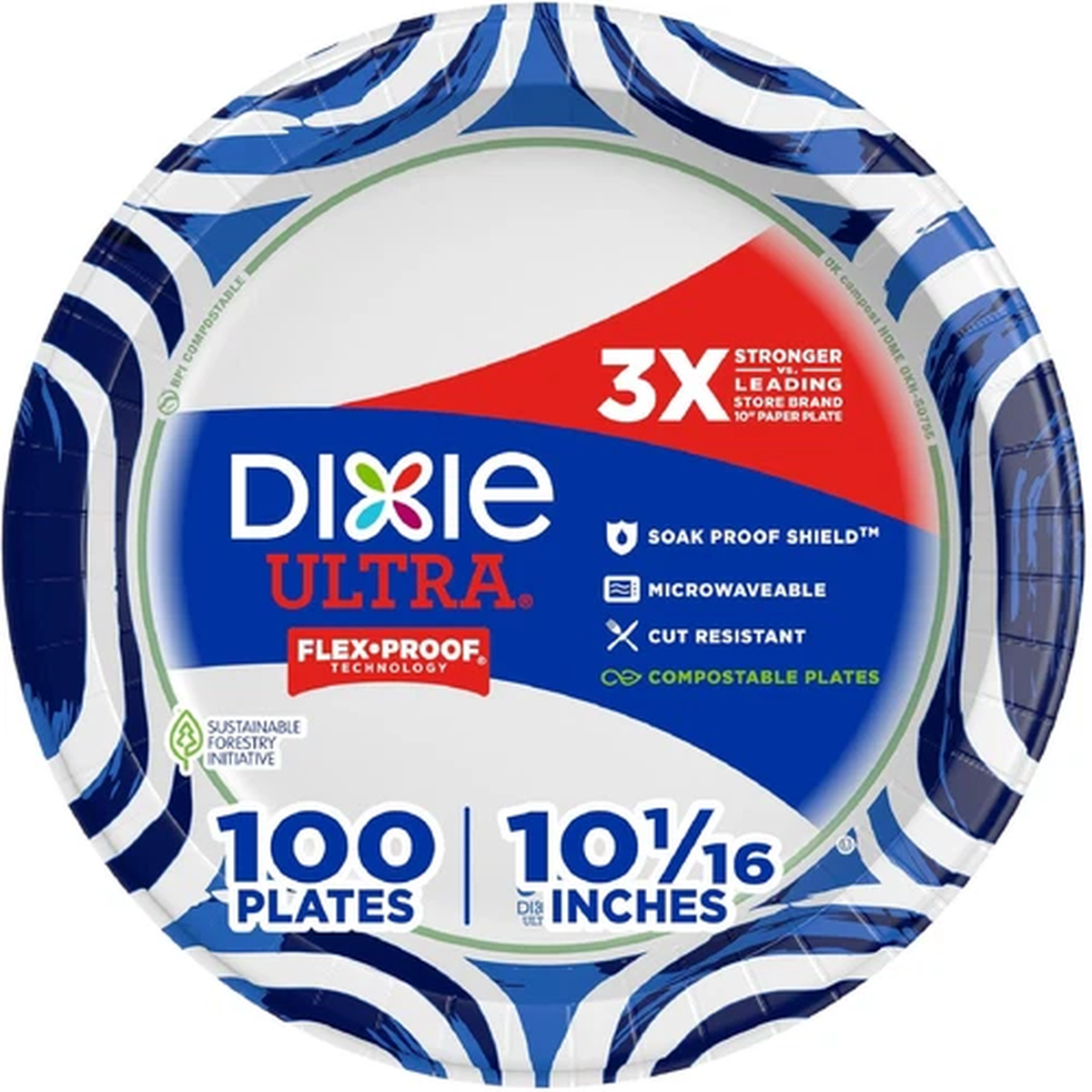 Dixie Ultra, Large Paper Plates, 10 Inch, 100 Count, 3X Stronger*, Heavy Duty, M
