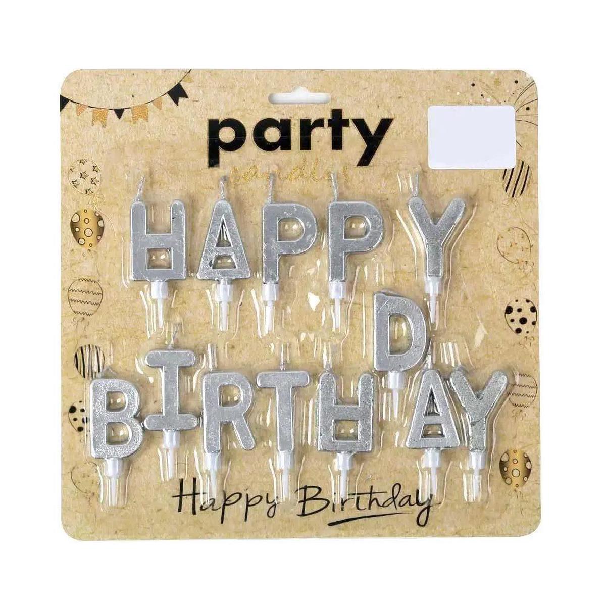 HBD Alphabet Party Candle – Silver