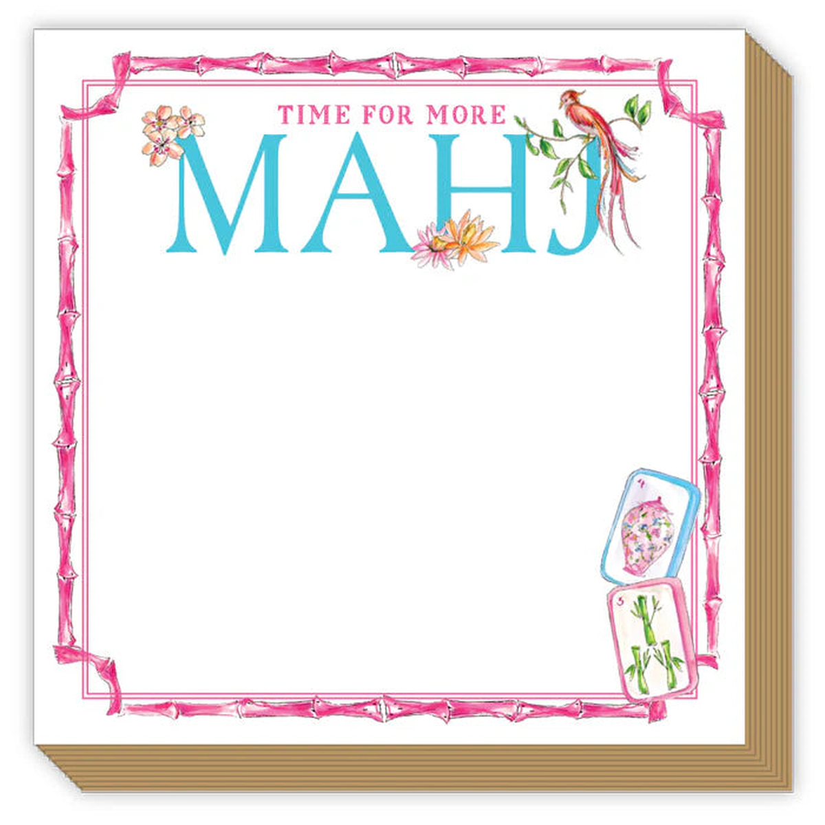 Luxe Notepad – Time For More Mahj Pink Bamboo Tiles