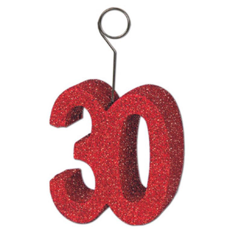 Pack of 6 Red Glittered 30 Photo or Balloon Holder Party Decorations 6 oz.