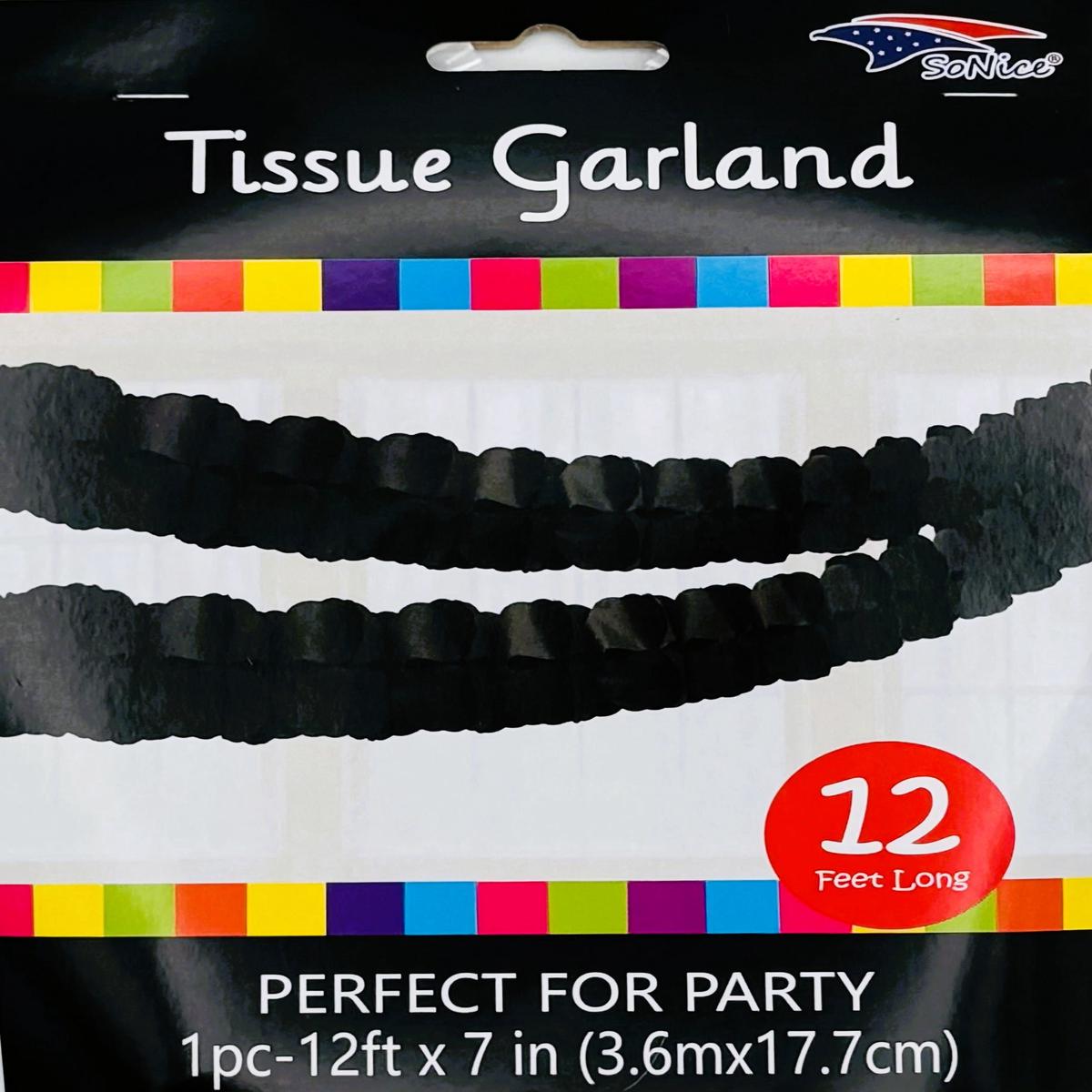 Tissue Garland 12 count-Black